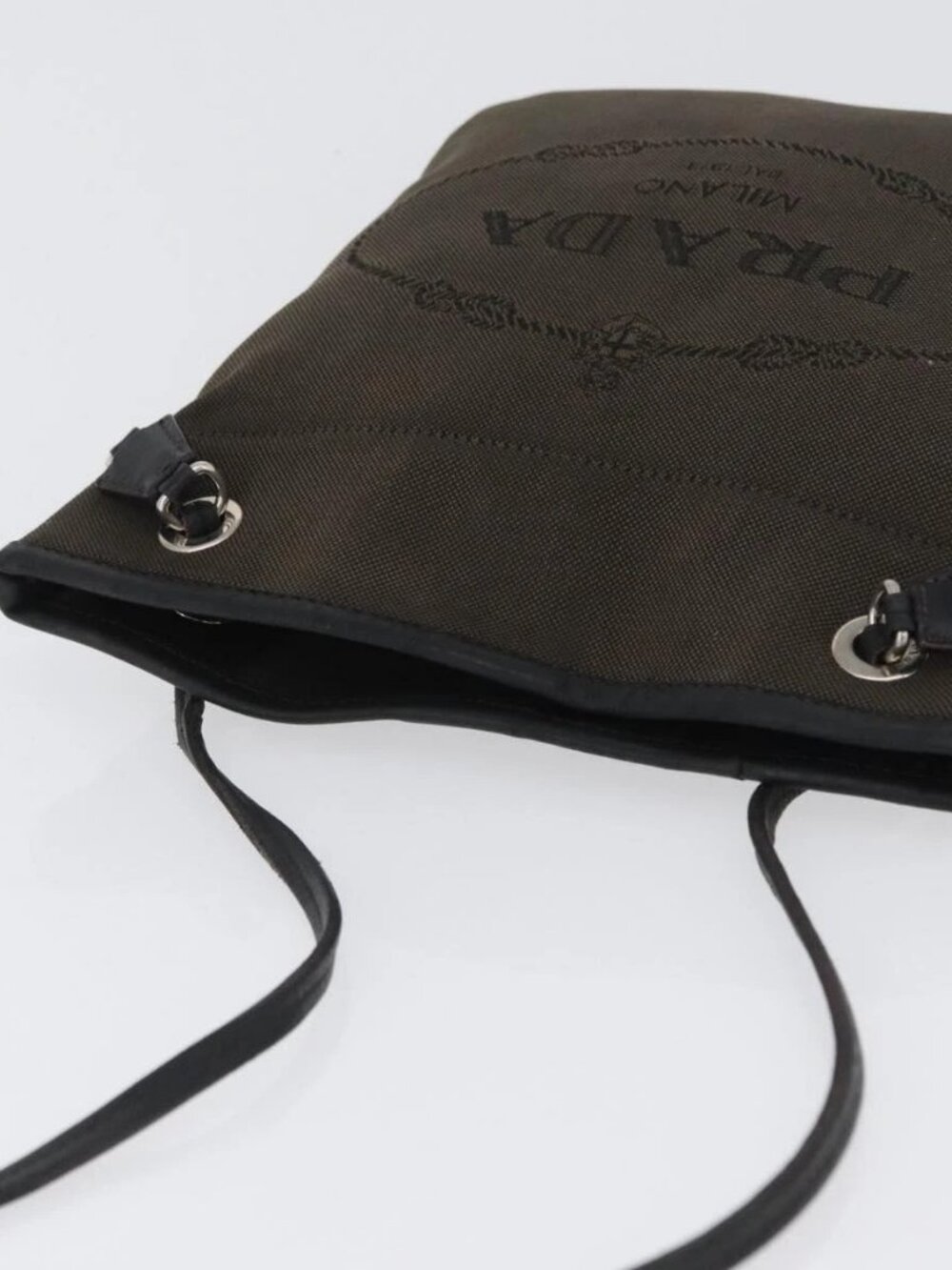 PRADA Shoulder Bag Canvas Brown Silver Auth ka2796 - Picture 6 of 14